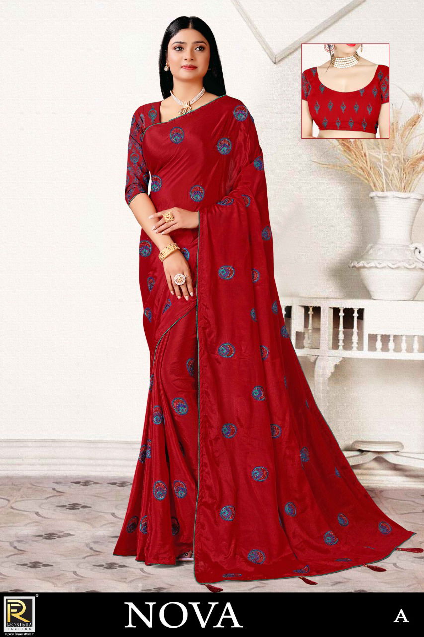 Ronisha Nova Daily Wear Wholesale Chinon Saree Catalog
